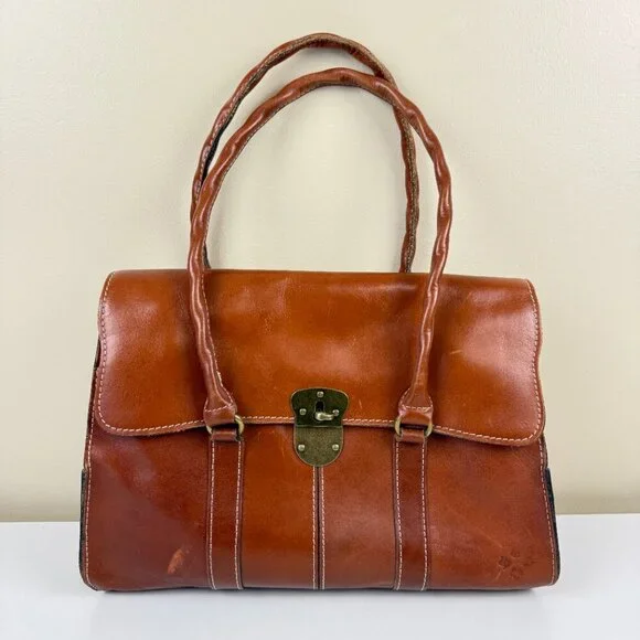 EUC Patricia Nash Vienna Tan/Brown Leather Satchel Bag - Picture 1 of 14